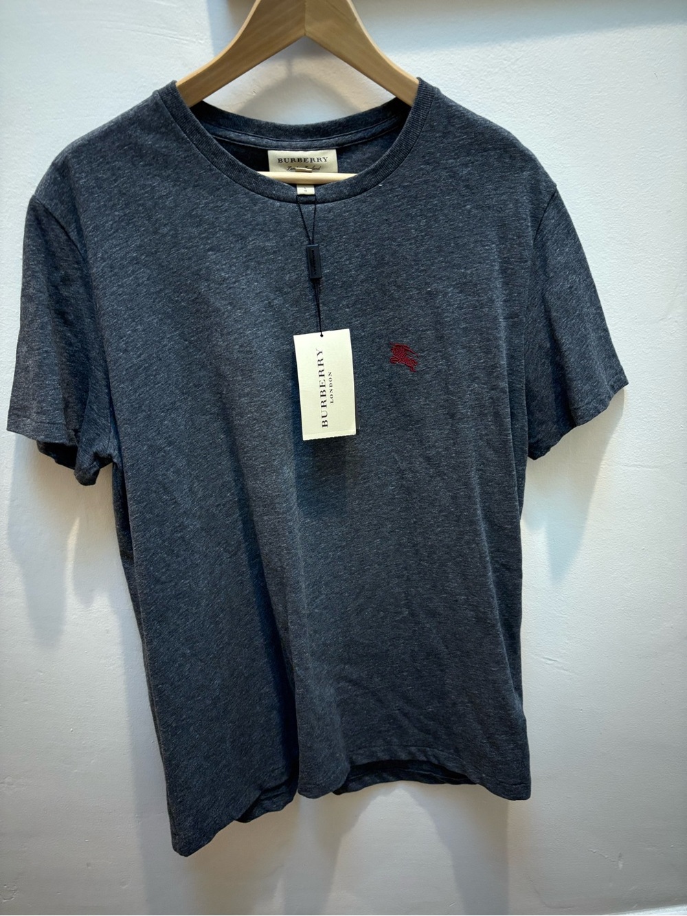 Burberry Charcoal Short-Sleeve Crew Neck T-Shirt with Red Logo
